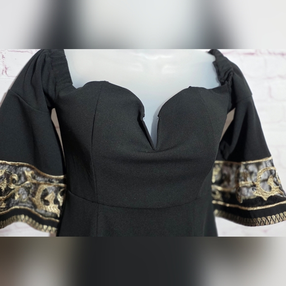 Soieblu Womens Dress Gold Embroidery Sz Medium New - Picture 3 of 7